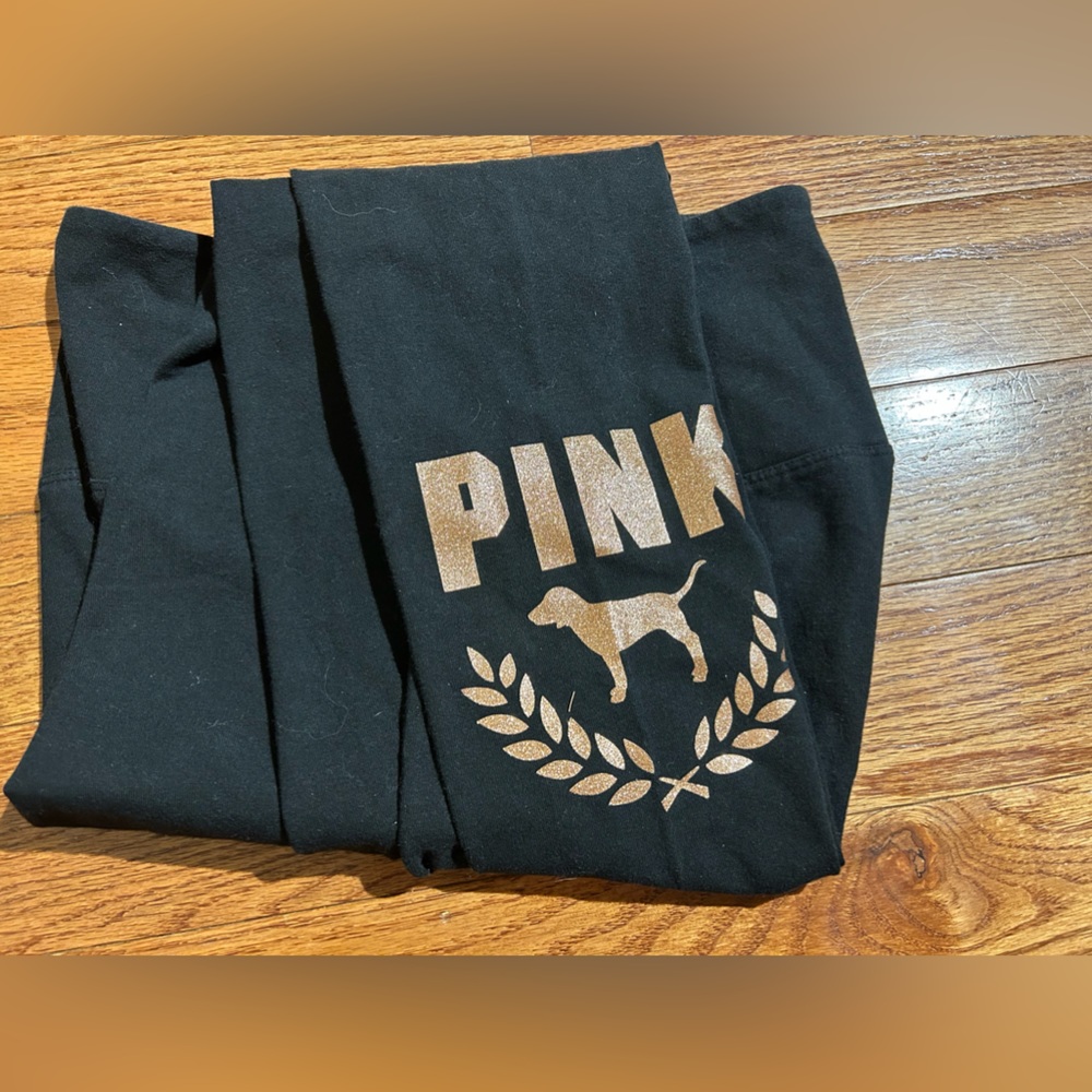 VS PINK black leggings with glitter detail